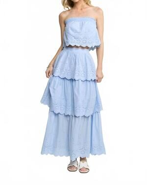 NEW HERSY women's bluebell eyelet set in blue